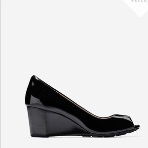 Cole Haan black patent leather sadie wedge